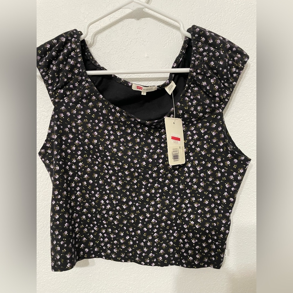 Levi's Black Floral crop Top